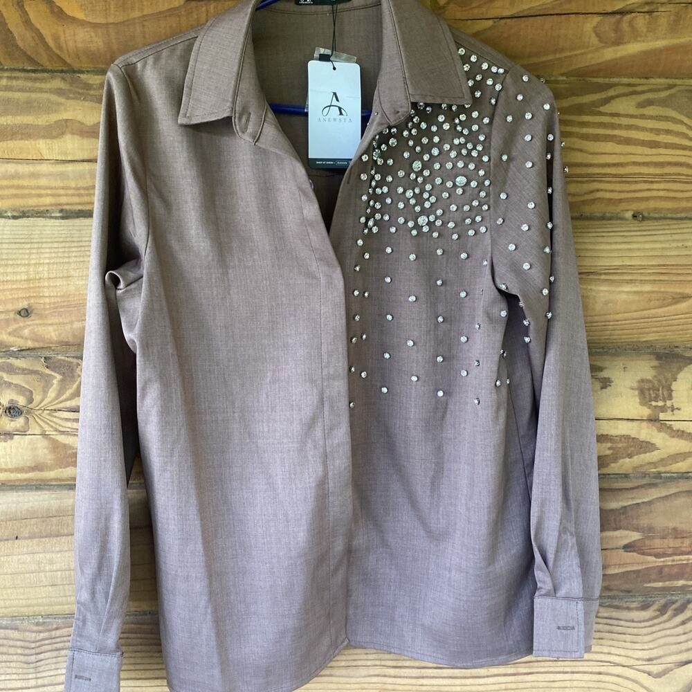 Anewsta Button Up Shirt With Rhinestones NWT Size Small